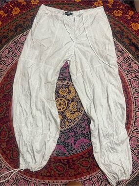 Motel White Parachute Pants size XL Lightweight Y2K Cargo Jogger Drawstring